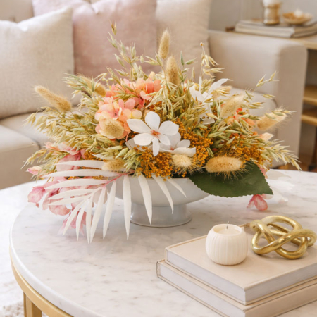 Centro de flores secas y artificiales Chiara para decorar salón