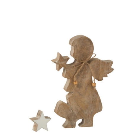 Ángel de madera decorativo Navidad con estrella desmontable