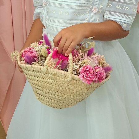 cesta de flores para primera comunion o nina de arras