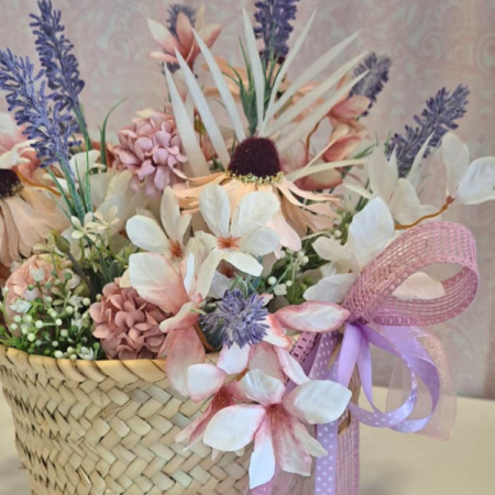 cesta flores artificiales decoracion hogar y eventos