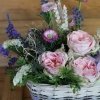 cesta primavera rosas inglesas de tela