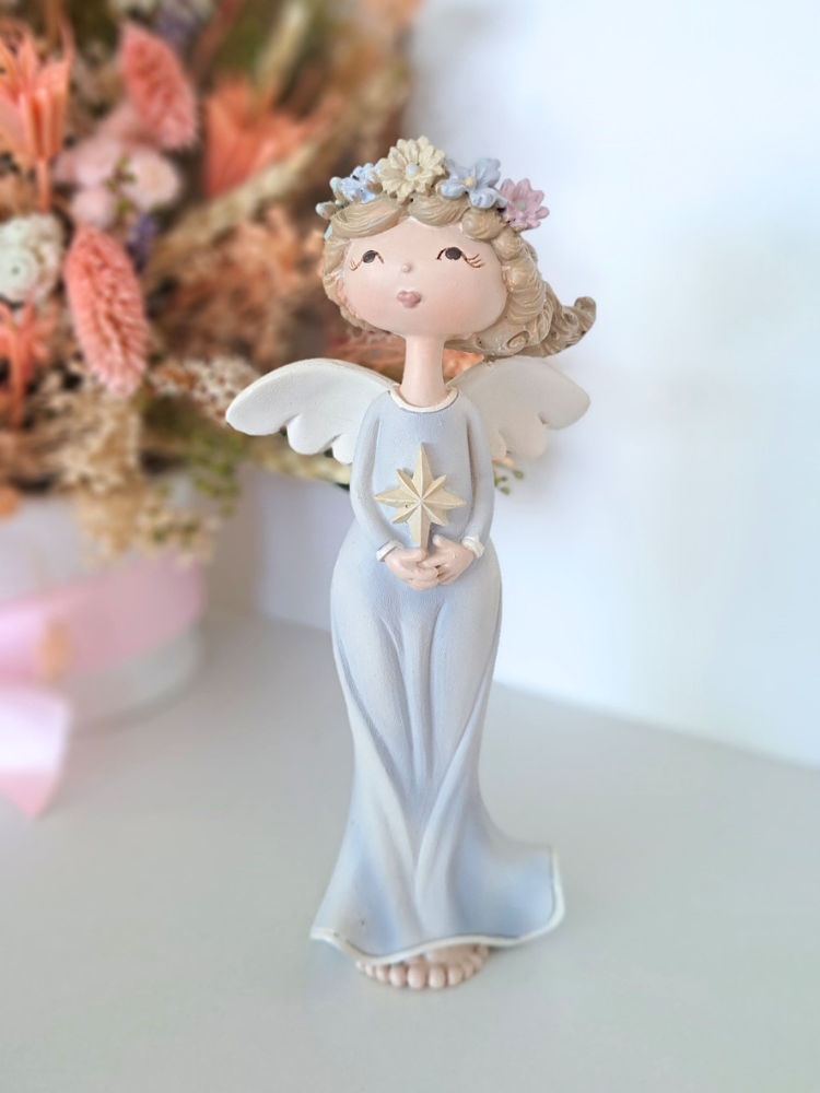 Preciosa figura angel niña Rosalinda para decorar centros de flores de cementerio