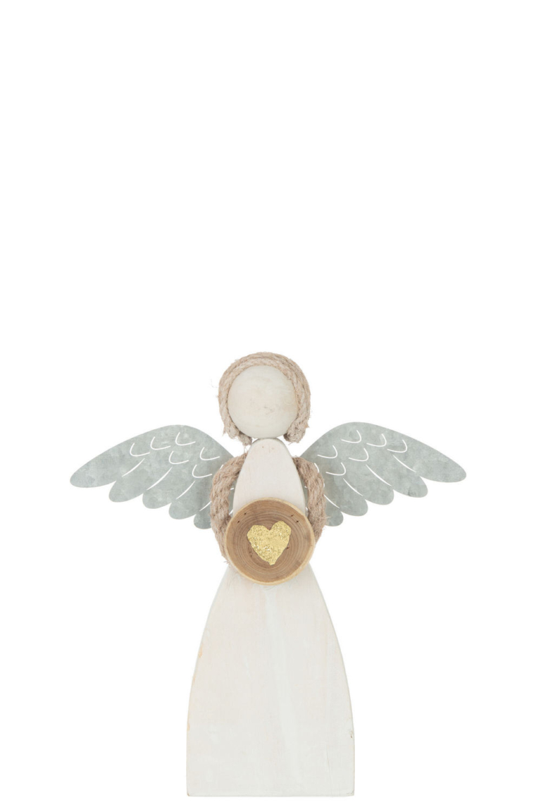 Ángel De Los Deseos ESC Company - Dee Harvey - Figura Navideña Con Alas Glitter De 9.75 Pulgadas