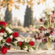 Centros de flores hiperrealistas y duraderas para nicho de cementerio para Día de Todos los Santos y Día de Todos los Difuntos
