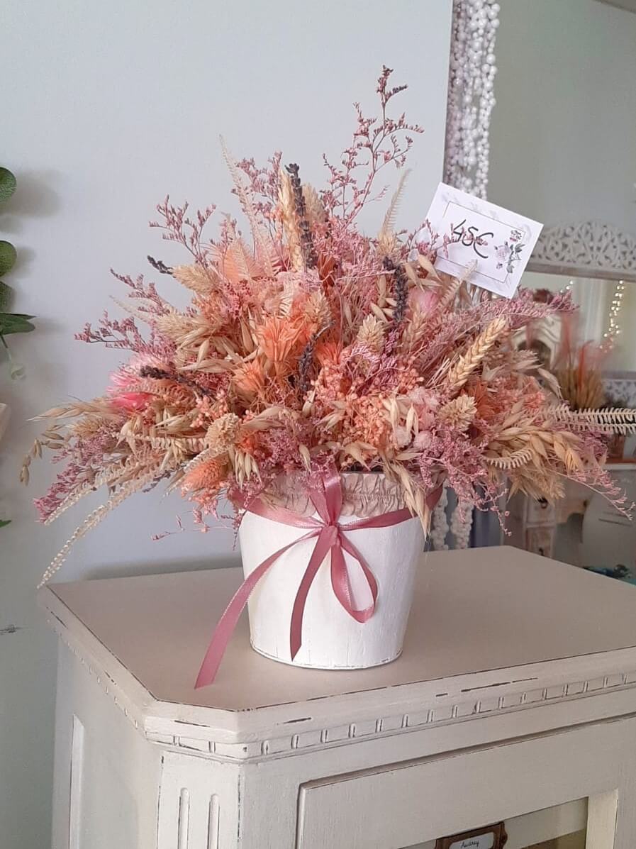 Corona con flors seca y preservada otoñal -Trencadissa Art floral