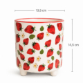 maceta decorativa fresas ceramica 13,5 cm por 14,5cm