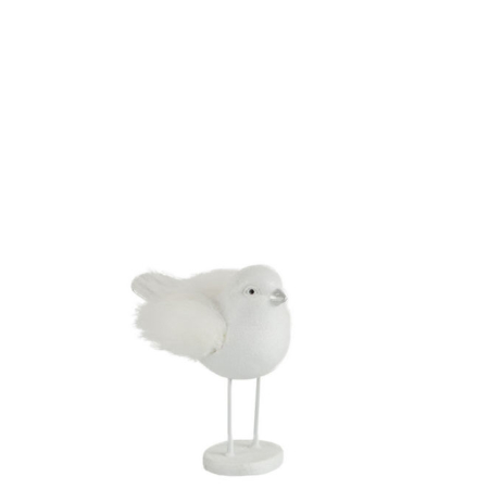 pájaro decorativo en resina blanco con pie
