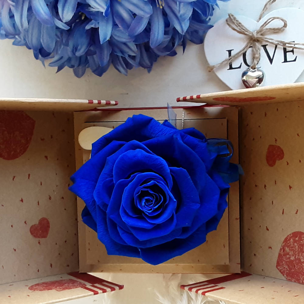 Rosa eterna azul Atenea, caja sorpresa - Las Flores de Rita
